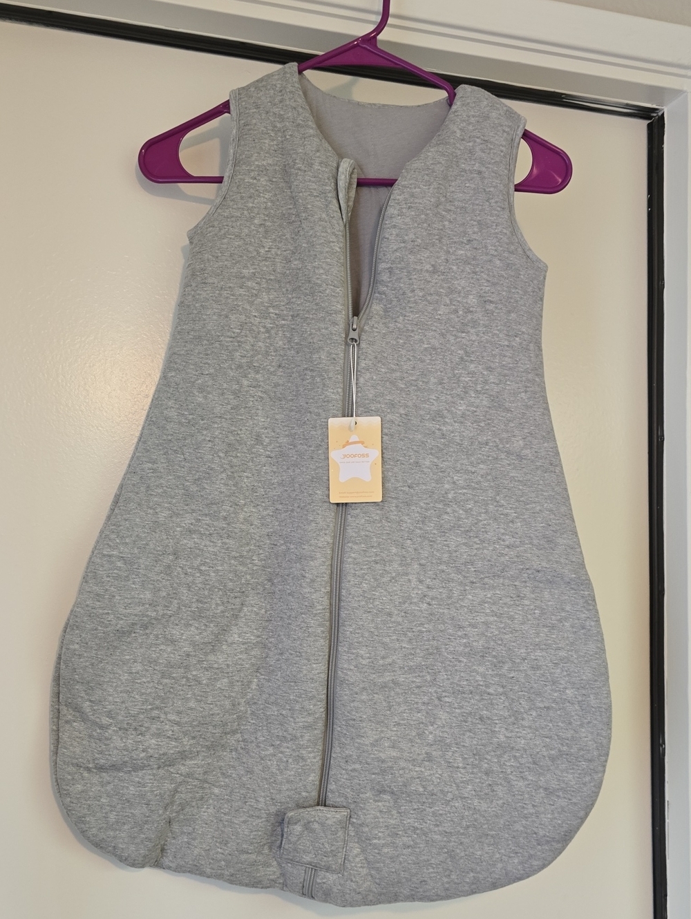 YOOFOS Grey Sleeveless Kids Sleep Sack with Front Zip